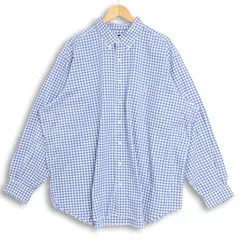 大きいサイズ メンズ2XB ラルフローレン RALPH LAUREN 長袖ボタンダウンシャツ ブロックチェック 実寸胸囲158cm ブルー ホワイト系 hsc-1341 【アメカジ】【古着】【中古】のサムネイル