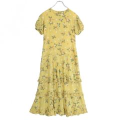 EPOCA リーフ柄 フレアスリーブ ワンピース イエロー美品。40 - メルカリ