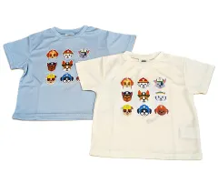 パウパトロール　メッシュ　プリント　半袖　Tシャツ　ベビー　キッズ　子供　女の子　男の子　アイボリー　サックス　キャラクター　９０ｃｍ　９５ｃｍ　春　夏　秋　服　パウパト　吸水　速乾　かわいい　犬のサムネイル