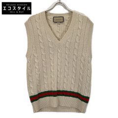 Gucci 100%ウール Vネックベスト　ヴィンテージ GUCCI GG柄 Vネック ニットベスト ベージュ - メルカリ