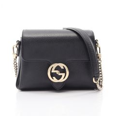 美品□グッチ インターロッキング 2way ショルダーバッグ クロコ型押し 