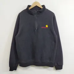 Carhartt WIP カーハート ハーフジップ スウェット アメリカンスクリプト スウェットシャツ トレーナー 裏起毛 ワンポイント ロゴ 刺繍 ワーク ブラック L G477のサムネイル