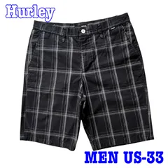 Hurley ハーレー ロゴ刺繍 チェック柄 コットン混 ハーフパンツ US-33のサムネイル