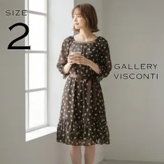 【極美品】GALLERY VISCONTIギャラリービスコンティ サテンウエストリボン 小花柄シフォンワンピース 2(M) 茶色ブラウン 【古着】【中古】【送料無料】のサムネイル