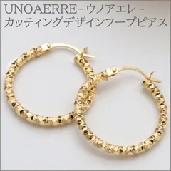 ウノアエレ【フープピアス】カッティングデザインピアス K18YGのサムネイル