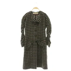 マルニ MARNI ウール チェック ノーカラーコート ロング 38 パープル グリーン /HK ■OSのサムネイル