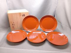 飛騨春慶塗 久作 丸盆 丸膳 12枚 共箱茶道具 飛騨春慶 久作 丸盆 丸膳