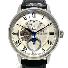 【動作良好】腕時計 メンズ オリエントスター ORIENT STAR メカニカルムーンフェイズ RK-AM0001S 自動巻 ホワイト シルバー パワーリザーブ オープンハート 裏スケ 革ベルト 動作良好】腕時計 メンズ オリエントスター ORIENT STAR メカニカル