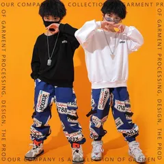キッズダンス衣装 上下セット ヒップホップ セットアップ 長袖 シャツ 花柄 パンツ ズボン 男の子 女の子 子供服 ジャズダンス ステージ衣装 練習着 体操服 M0717-5P49-1のサムネイル
