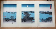 浮世絵版画稀東都名所御殿山花盛 歌川広重画天保6～10年出版 状態悪し