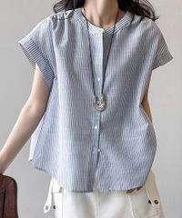 美品＊トゥモローランド系列デプレ コットンストライプブラウス 36 