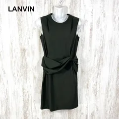 LANVIN COLLECTION ランバンコレクション ドレープリボン ウール ノースリーブワンピース グリーンのサムネイル