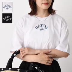  PATOU パトゥ Tシャツ トップス オーガニックコットン ポロ JE2149 999 レディース ホワイト ブラック コットン ロゴ スパンコール 半袖 夏 オーバーサイズ 7/16新入荷のサムネイル