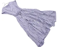 ROPE ロペ ストライプ ウエストリボン ノースリーブ ワンピース size38/グレー ■◆ レディースのサムネイル