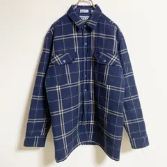TimberTrail　長袖CPOジャケット　チェック柄　ネイビー　レトロ　デザイン　秋冬服　Mサイズ　古着【値引き交渉OK！】のサムネイル