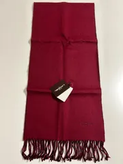LANCEL ランセル カシミヤウール毛マフラー ストール ショールスカーフワインレッド赤色系ブラック黒色系バイカラーユニセックスレディースメンズのサムネイル