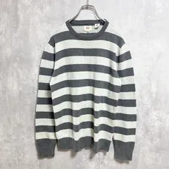 Levi's リーバイス　長袖ボーダーニット　セーター　ロゴタグ　クルーネック　グレー　ホワイト　Mサイズ　古着【値引き交渉OK！】のサムネイル