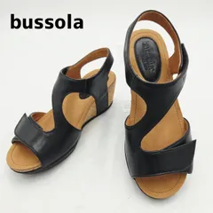 極美品　bussola　ブソラ　ウェッジソールサンダル　NICE NOELLA/ナイスノエラ　OSAKA/オオサカ　ベルクロ　レザー　厚底　36　ブラック/黒のサムネイル
