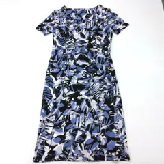 COUP DE CHANCE ワンピース リーフ柄 ブルー系 Sサイズ 上品 クードシャンス #26-0486のサムネイル