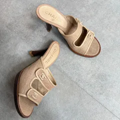 CHANEL シャネル ココマーク ターンロック サンダル ベージュ 34 レディースミュール 21cmのサムネイル