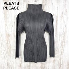 PLEATS PLEASE【美品】ハイネック半袖カットソー トップス ネイビー3