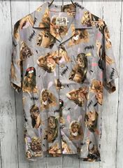 希少✨Schott ショット 半袖シャツ ブルドッグ レーヨン 総柄 グレー L