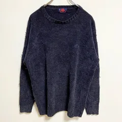ROBE DI KAPPA　カッパ　ニット/セーター　ワンポイント　刺繍ロゴ　クルーネック　紺　ネイビー　XLサイズ　古着【値引き交渉OK！】のサムネイル