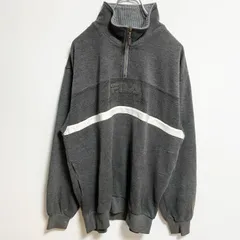 FILA　フィラ　ハーフジップスウェット/トレーナー　ワンポイントロゴ刺繍　灰色　グレー　Lサイズ　古着【値引き交渉OK！】のサムネイル
