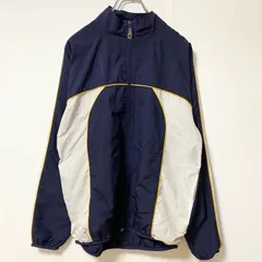 RUSSELL ATHLETIC　長袖フルジップナイロンジャケット　刺繍デザイン　ネイビー　紺　Mサイズ　古着【値引き交渉OK！】のサムネイル