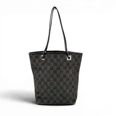 GUCCI GGキャンバス デニム ブラック トート ショルダーバッグ 31244