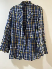 店舗価格399000 麻100％ BENETTON チェック柄 シャツ ジャケットのサムネイル