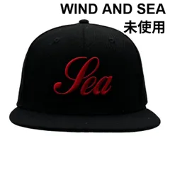 未使用 ウィンダンシー WIND AND SEA ベースボールキャップ 帽子 SCRIPT CAP Sea刺繍 黒 赤 メンズ 6V803のサムネイル