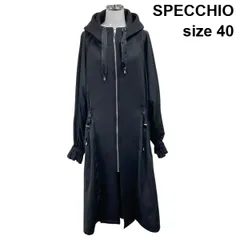 ◆ スペッチオ SPECCHIO 異素材ドッキング フーデッドコート 膝丈 長袖 キャンディスリーブ ボンディング 黒 40 L 11号 レディース S6H810のサムネイル