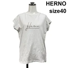 □ ヘルノ HERNO Tシャツ カットソー トップス 半袖 ラインストーン ロゴ 白 ゴールド色 綿混 40 S～M 7号～9号 レディース S6G154のサムネイル