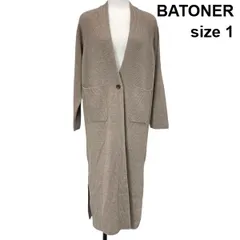◆ バトナー BATONER リブニットカーディガン ロング丈 Vネック ガウンコート アウター ベージュ 毛 1 S～M 7-9号 レディース S6H824のサムネイル