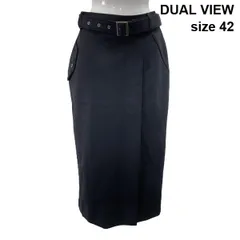 ◆ デュアルビュー DUAL VIEW ロングタイトスカート ミモレ丈 アシンメトリー バックスリット 黒 42 XL 13号 レディース S6H816のサムネイル