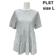 ◆ プラステ PLST シアーチュニック ボートネック 半袖 ティアード ニット プルオーバー トップス グレー L 11 レディース Z6D117のサムネイル