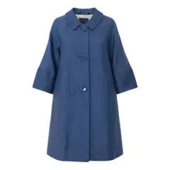 49g17 'S MaxMara エスマックスマーラ ステンカラーコート 麻混紡 サイズ38  ネイビー レディースu02tのサムネイル