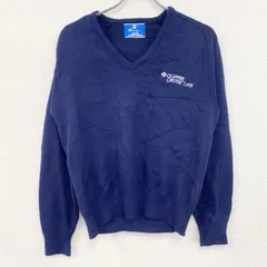 90s　champion　チャンピオン　ニットセーター　刺繍ロゴ　ワンポイント　ヴィンテージ　紺　ネイビー　Mサイズ　古着【値引き交渉OK！】のサムネイル