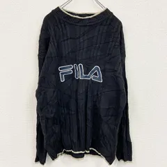 FILA　フィラ　ニットセーター　黒　ブラック　XXLサイズ　古着【値引き交渉OK！】のサムネイル