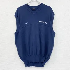 90s　NIKE　ナイキ　コットンニットベスト　ヴィンテージ　スウッシュロゴ　紺　ネイビー　Lサイズ　古着【値引き交渉OK！】のサムネイル