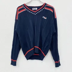 FILA　フィラ　ニットセーター　Ⅴネック　紺　ネイビー　50　古着【値引き交渉OK！】のサムネイル