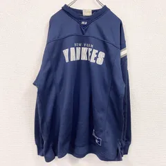 90s　Lee　リー　MLB　ヤンキース　ゲームシャツ　ベースボールシャツ　ヴィンテージ　紺　ネイビー　古着【値引き交渉OK！】のサムネイル