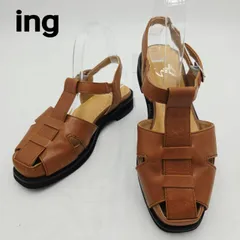 美品　ing　イング　グルカサンダル　レザー/本革　スクエアトゥ　ストラップ　S　ライトブラウン/薄茶のサムネイル