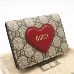 ★3日以内返品可★ 極美品 GUCCI グッチ GGスプリーム ハートモチーフウォレット 648848 カードケース ブラウン コーティングキャンバス レザー レディースのサムネイル