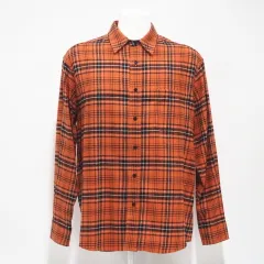 ★3日以内返品可★ 極美品 CELINE セリーヌ コットン オーバーサイズ ランバージャック チェック コットン シャツ L 2C486554T 長袖シャツ オレンジ ブラック コットン メンズのサムネイル