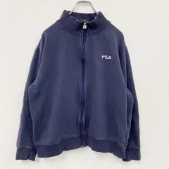 FILA　フィラ　ブルゾン/スイングトップ　刺繍ロゴ　ナス紺　ネイビー　Lサイズ　古着【値引き交渉OK！】のサムネイル
