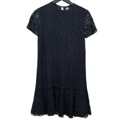 サンローラン SAINT LAURENT ショートスリーブレースワンピース 484797 ブラック コットン レディース ワンピースのサムネイル
