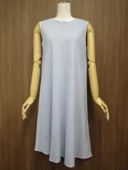ボディドレッシング BODY DRESSING 洗えるひざ丈 ラウンドネック インナー付きノースリーブワンピース 38 サックス/ブラウン メール便可 中古のサムネイル