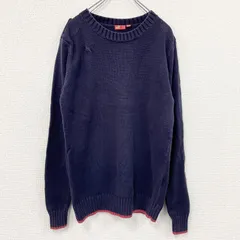 PUMA　プーマ　ニットセーター　エポレット　刺繍ロゴ　ワンポイント　紺　ネイビー　Sサイズ　古着【値引き交渉OK！】のサムネイル